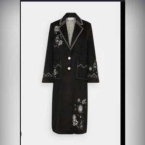 Black Embroidered Geneva Coat - Never Fully Dressed